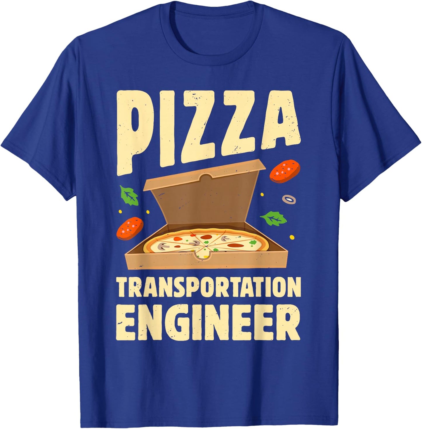 Pizza Transportation Engineer Funny Food Delivery Guy Retro T-Shirt - T-Shirt | Royal