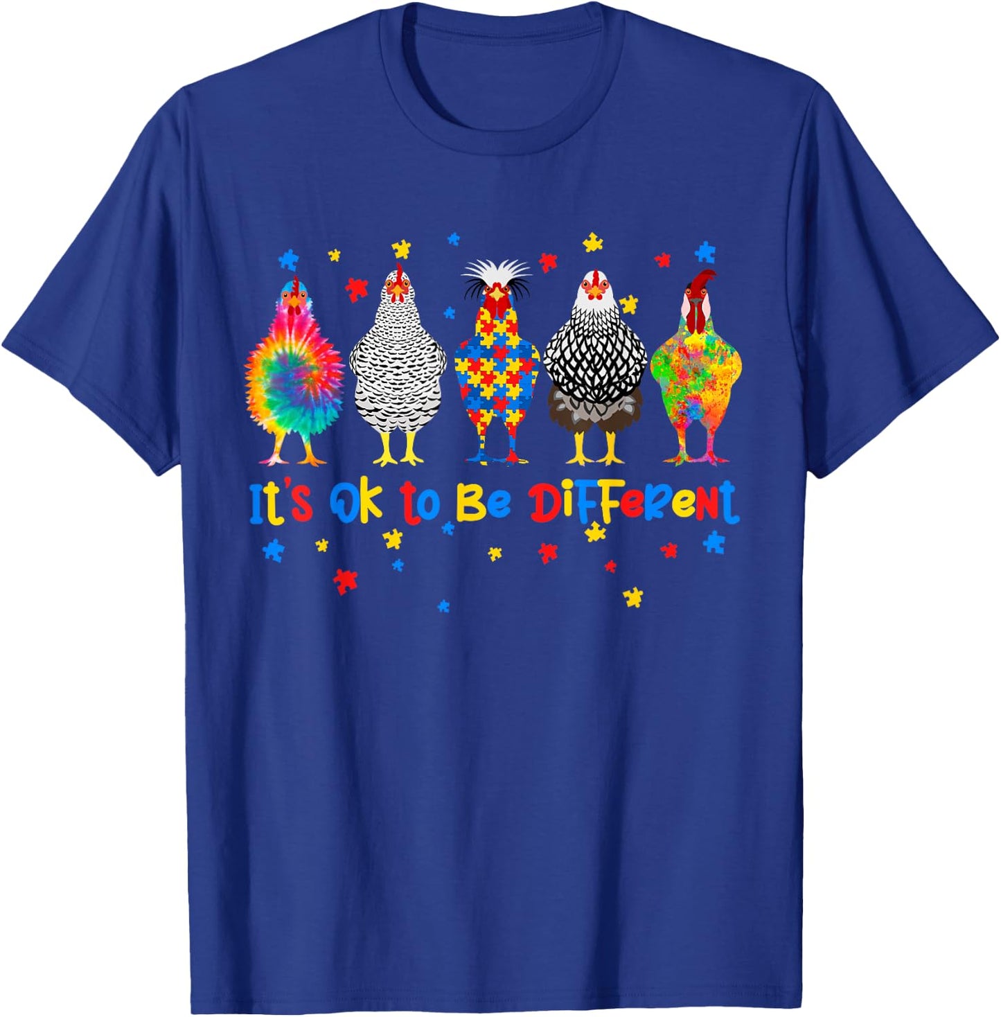 Its Ok To Be Different Chicken Autism Awareness Month Kids T-Shirt - T-Shirt | Royal