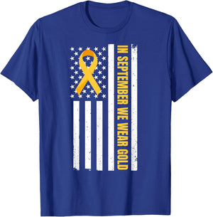 Childhood Cancer Awareness Month | In September We Wear Gold T-Shirt - T-Shirt | Royal