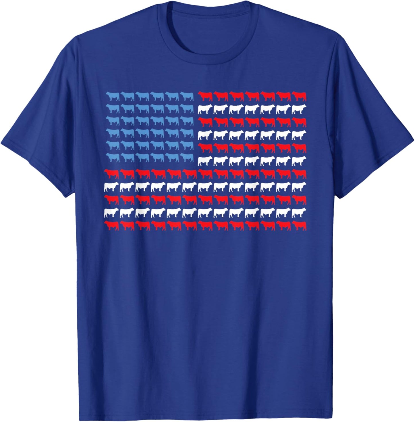 Cow American Flag Heifer Us 4th of July Farm Cattle USA Cow T-Shirt - T-Shirt | Royal