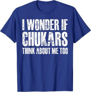 I Wonder If Chukars Think About Me Too Funny Chukar Hunting T-Shirt - T-Shirt | Royal