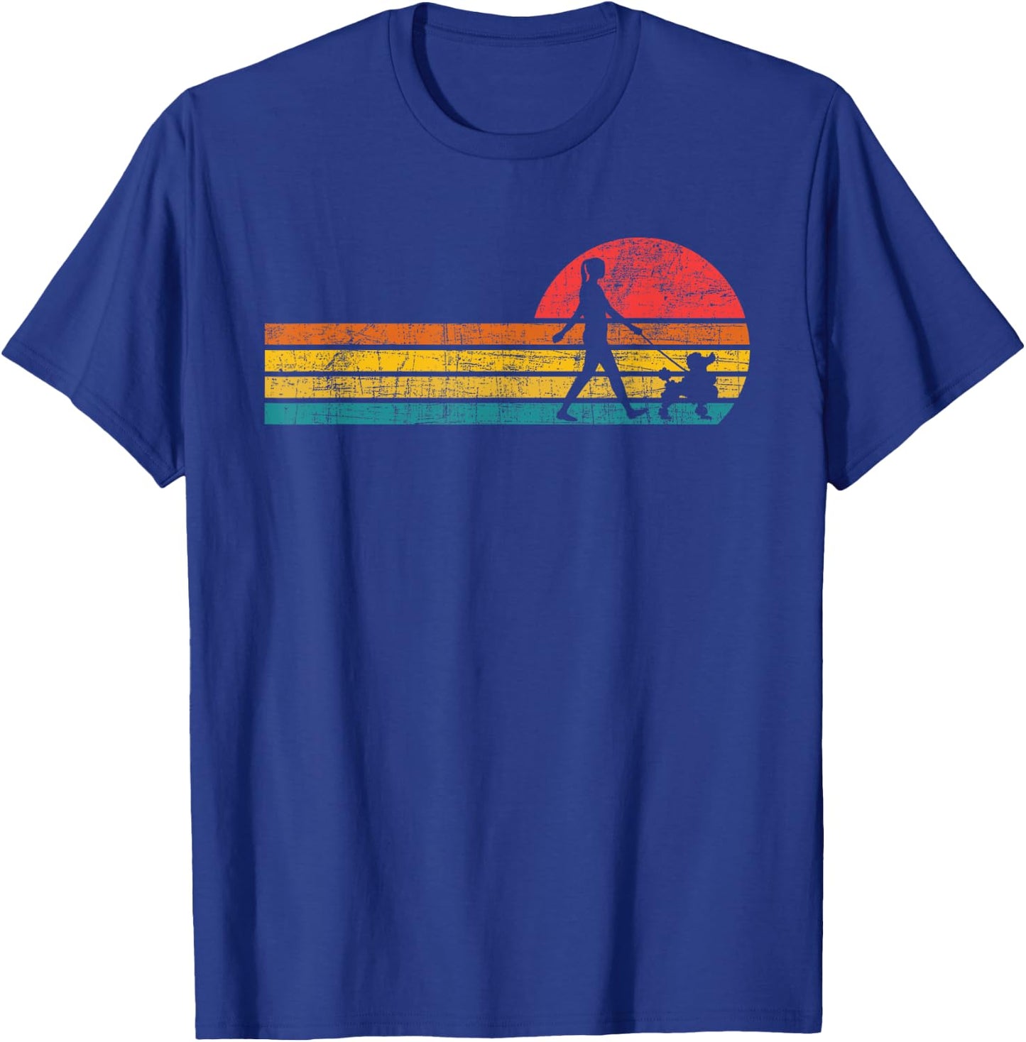 Girl Walking With Poodle - Retro Vintage Dog Trainer Breeder T-Shirt - T-Shirt | Royal