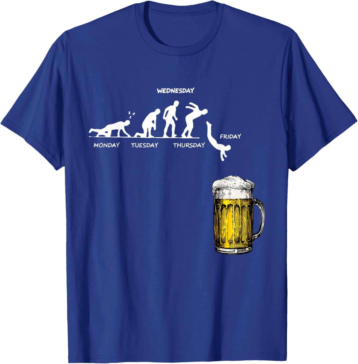 Monday Friday Stick Human Beer Weekly Jump Energy Sarcasm T-Shirt - T-Shirt | Royal