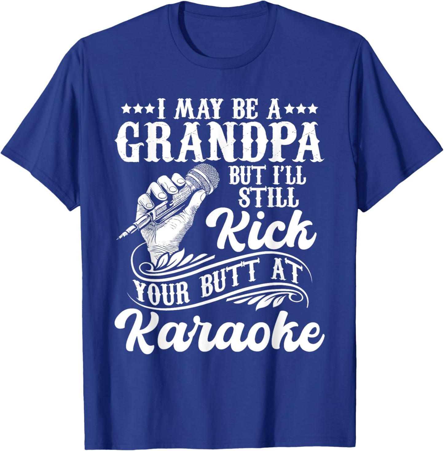 Grandpa Singing Karaoke - Singer Bar Music Lover T-Shirt - T-Shirt | Royal