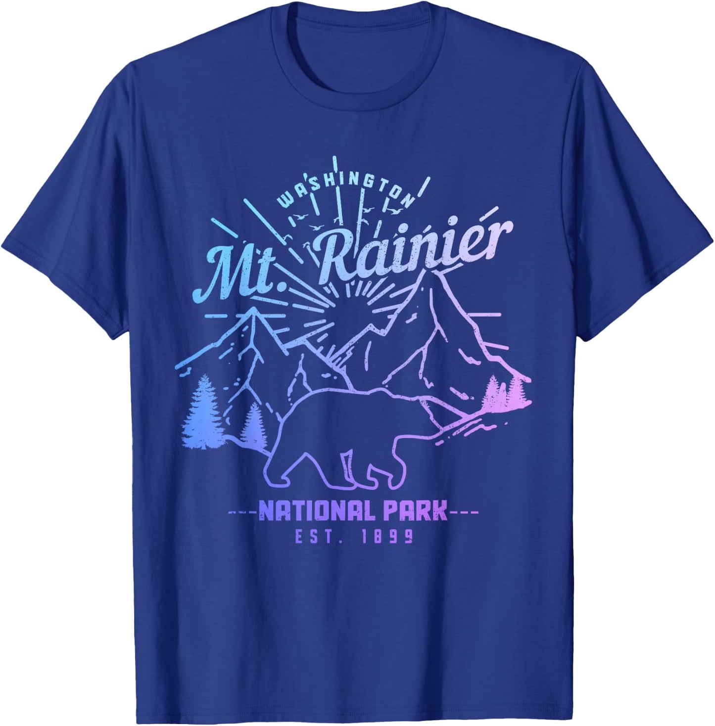 Mt. Rainier Washington Vintage Mountain National Park PNW T-Shirt - T-Shirt | Royal