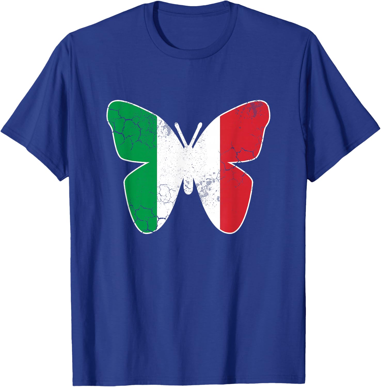 Italian Flag Butterfly Italia Italy Vintage Distressed T-Shirt - T-Shirt | Royal