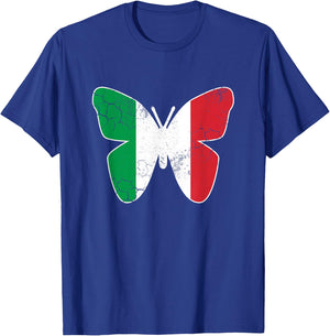 Italian Flag Butterfly Italia Italy Vintage Distressed T-Shirt - T-Shirt | Royal