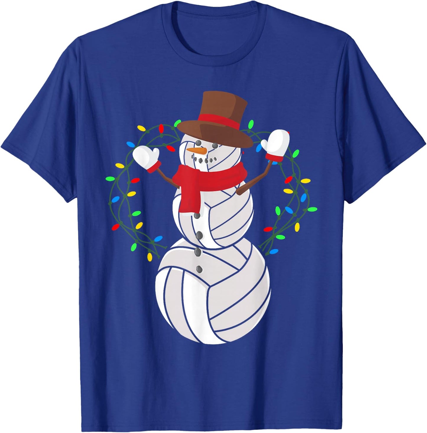 Volleyball Player Snowman Merry Xmas Christmas Day T-Shirt - T-Shirt | Royal