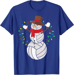 Volleyball Player Snowman Merry Xmas Christmas Day T-Shirt - T-Shirt | Royal