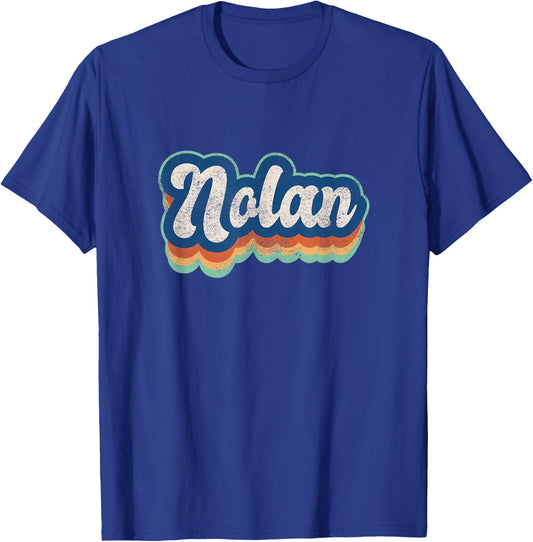 Nolan First Name Boy Vintage Style 70s 80s Personalized T-Shirt - T-Shirt | Royal