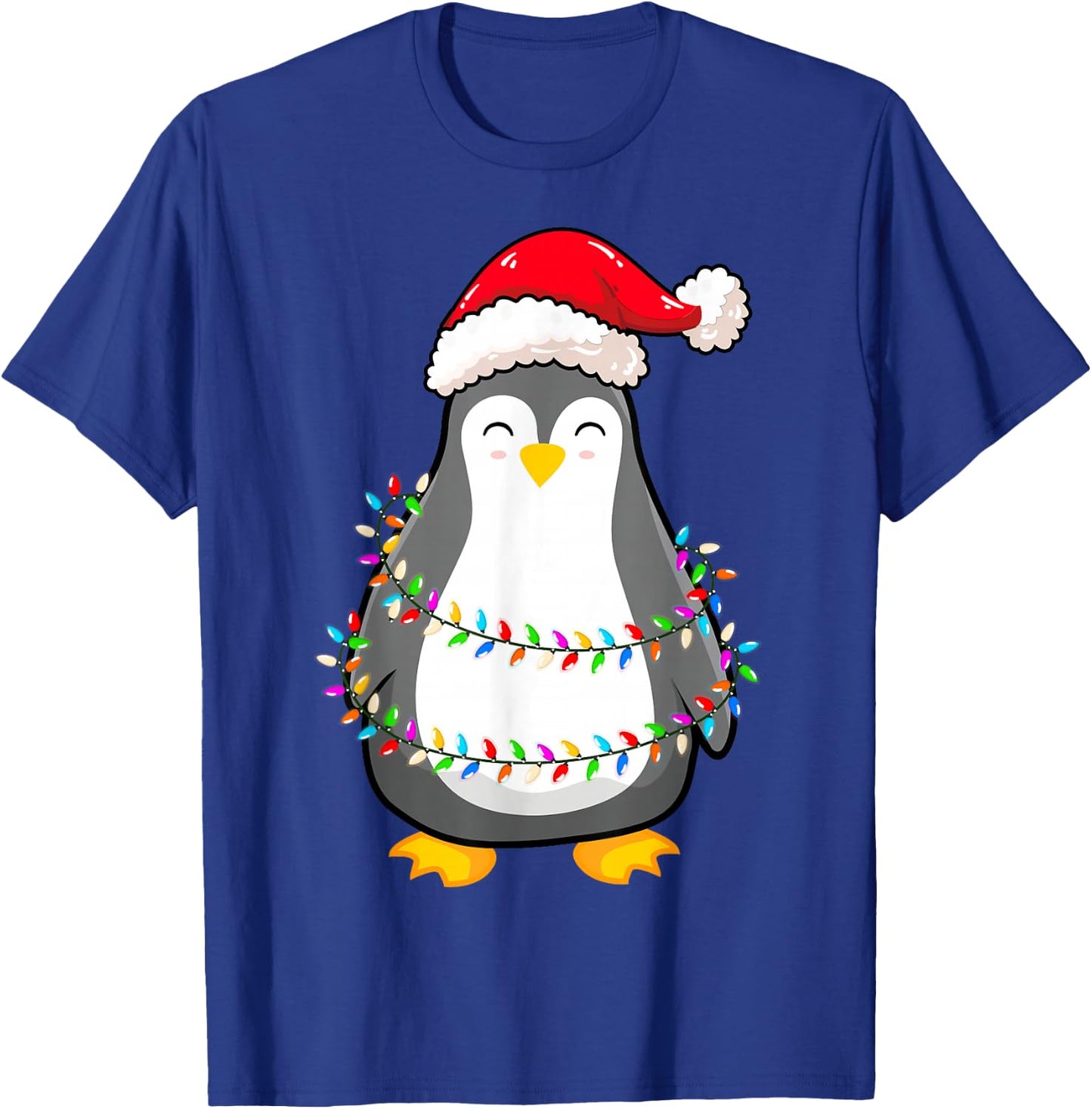 Christmas Lights Penguin Wearing Xmas Hat - Penguin Lover T-Shirt - T-Shirt | Royal