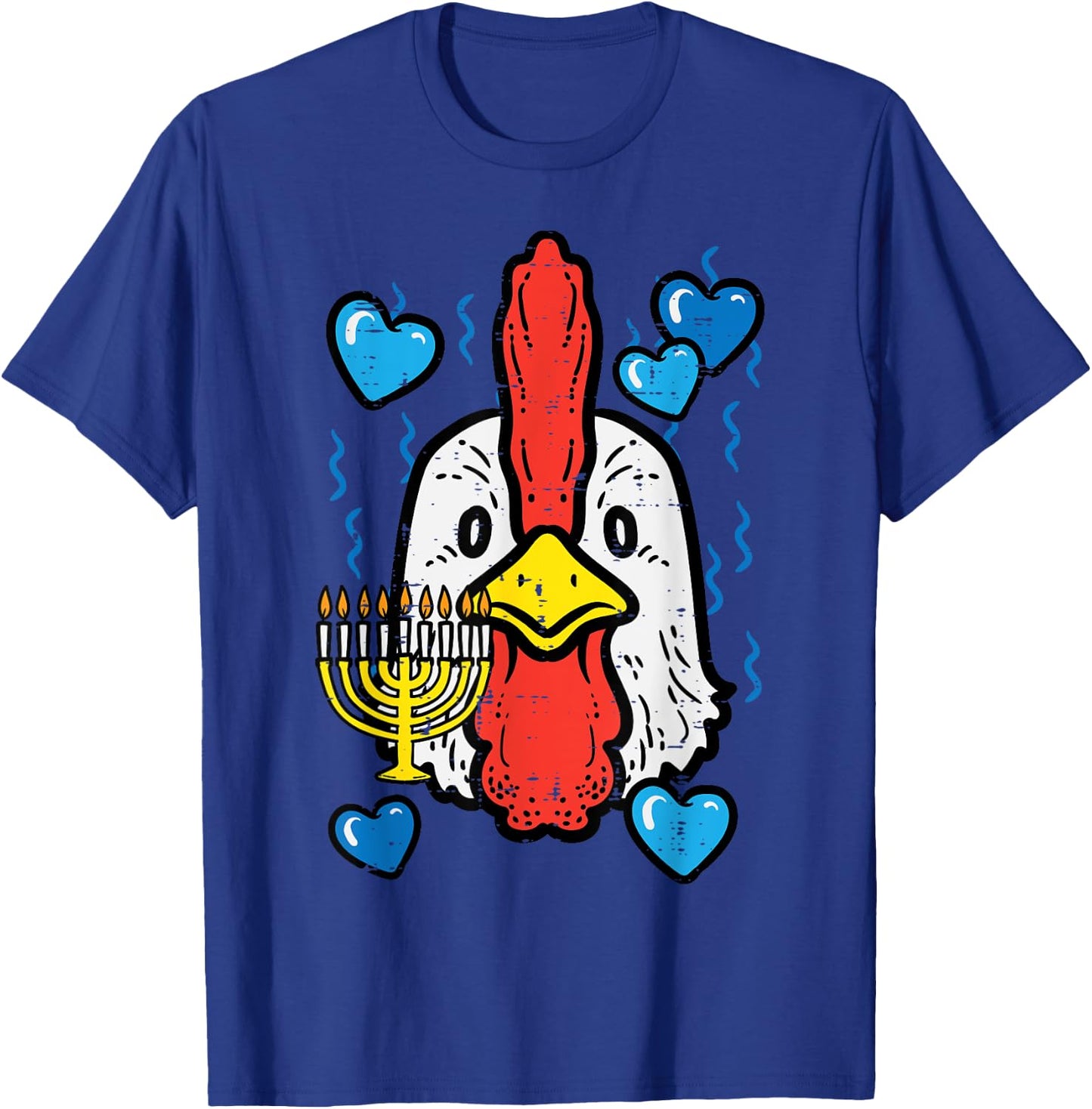 Hanukkah Chicken Face Chanukah Farm Jew Women Girls Boys Kid T-Shirt - T-Shirt | Royal