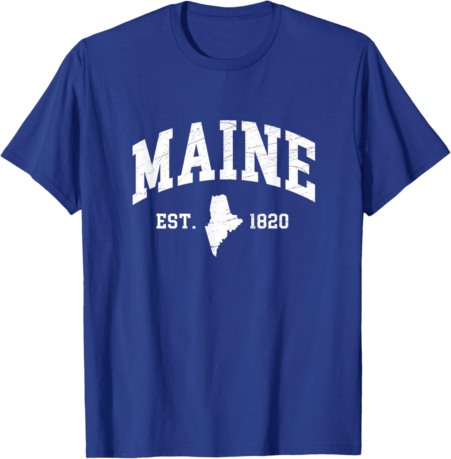 Maine - Est. 1820 - Distressed/Worn Design Style - Classic T-Shirt - T-Shirt | Royal