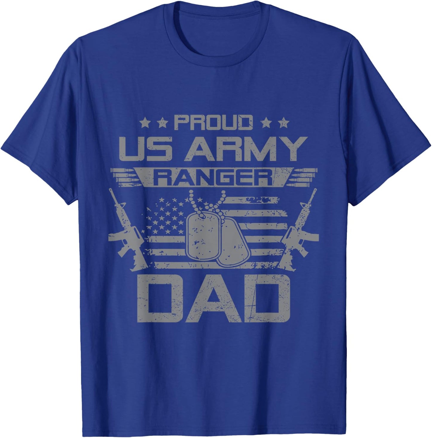 Proud US Army Ranger Dad Flag American USA Military T-Shirt - T-Shirt | Royal