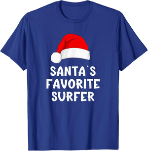 Christmas Santa's Favorite Surfer Funny Xmas Surfing Surf T-Shirt - T-Shirt | Royal