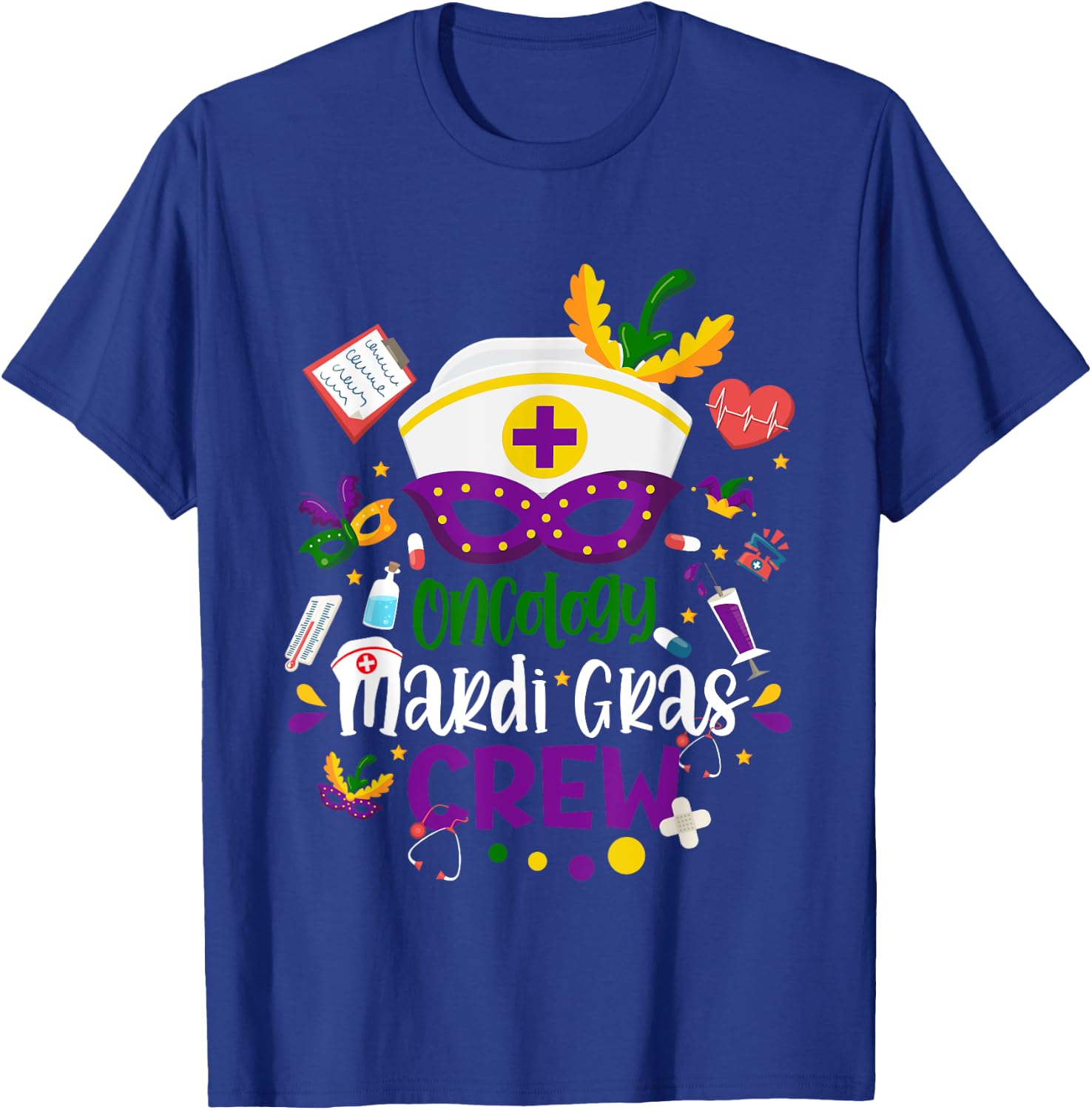 Oncology Mardi Gras Nurse Crew Family Group Nursing Lovers T-Shirt - T-Shirt | Royal