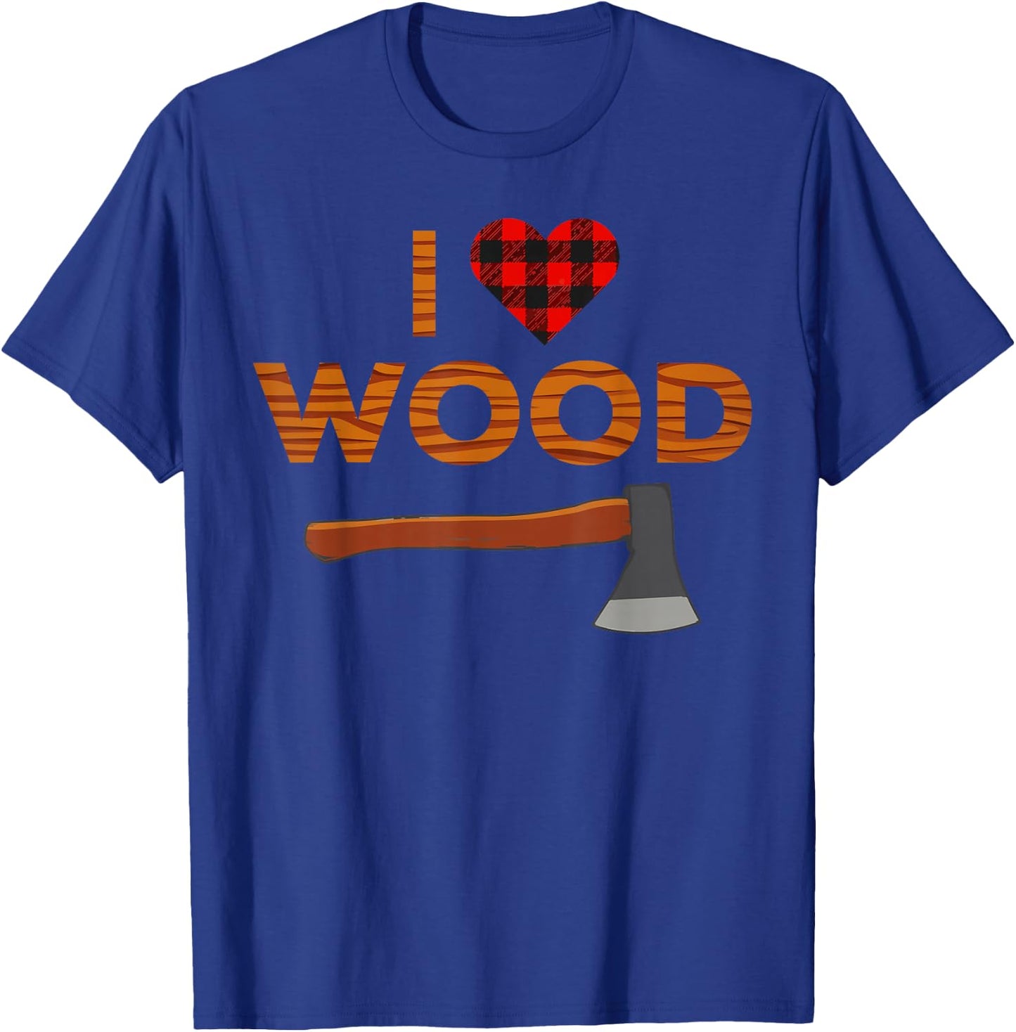 I Love Wood Lumberjack Heart Halloween Party Woodworking T-Shirt - T-Shirt | Royal
