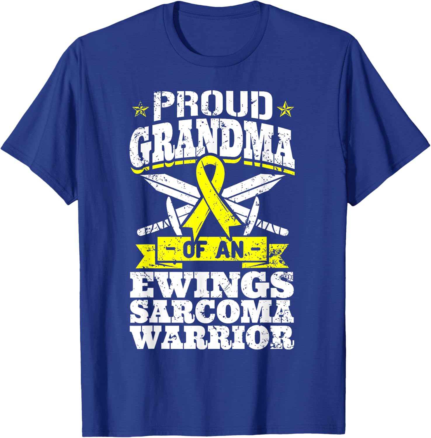 Proud Grandma Of An Ewings Sarcoma Warrior Awareness Ribbon T-Shirt - T-Shirt | Royal