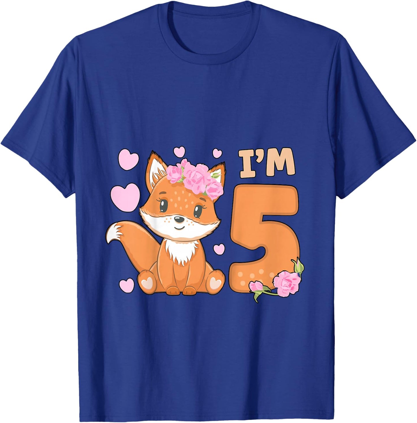 5th Fox Birthday Party Five Year Old Girl Fox Birthday T-Shirt - T-Shirt | Royal