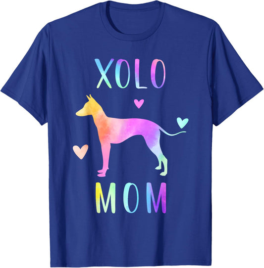 Xolo Mom Xoloitzcuintle Dog Mom Rainbow Watercolor T-Shirt - T-Shirt | Royal