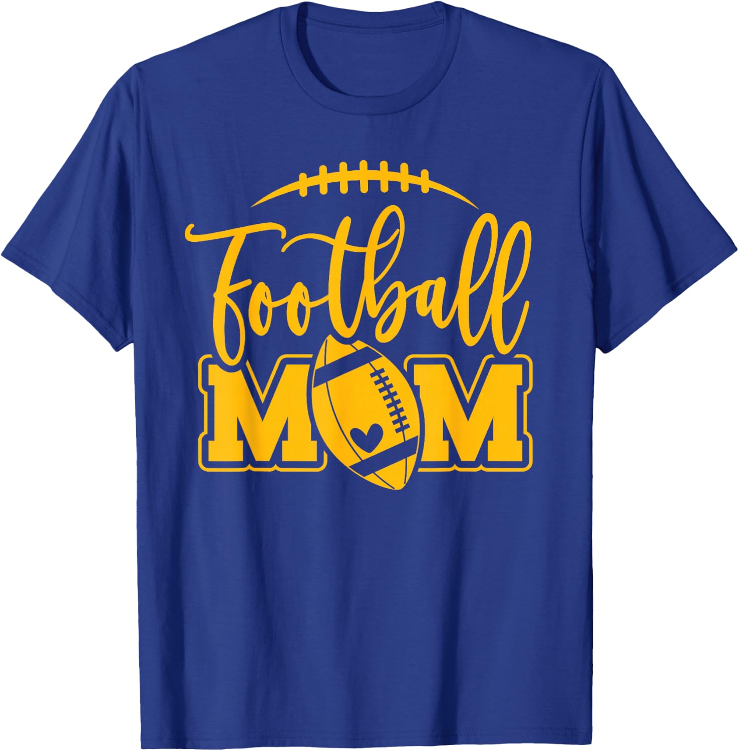 Game Day Purple Yellow High School Spirtwear Football Mom T-Shirt - T-Shirt | Royal
