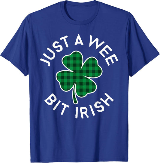 Just A Wee Bit Irish Plaid Lucky Clover St. Patrick's Day T-Shirt - T-Shirt | Royal