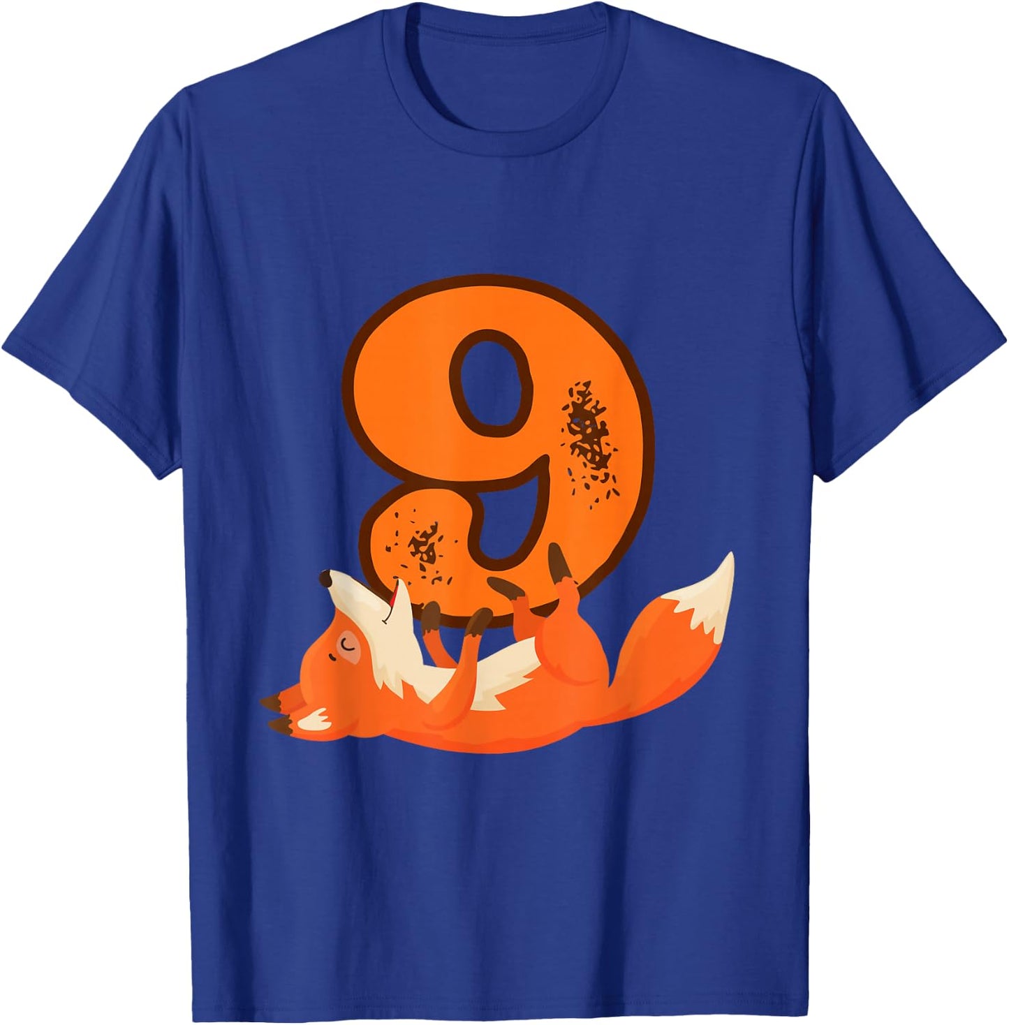 9th Birthday For Girls Gift Funny 9 Years Old Boy Fox T-Shirt - T-Shirt | Royal
