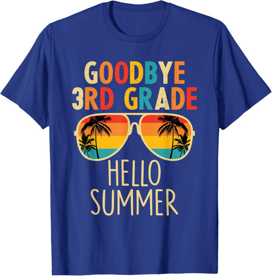 Goodbye 3rd Grade Hello Summer Sunglasses Last Day Of School Women Kids T-Shirt - T-Shirt | Royal
