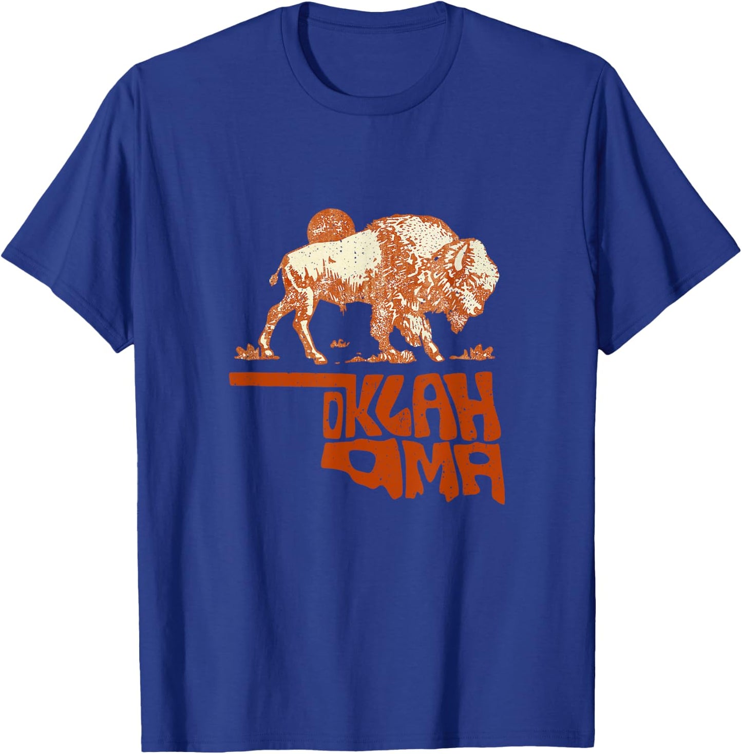 Oklahoma Map Bison Buffalo Oklahoma Souvenir Vintage T-Shirt - T-Shirt | Royal