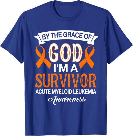 I’m A Survivor Acute Myeloid Leukemia Orange Ribbon Gifts T-Shirt - T-Shirt | Royal