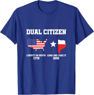 Dual Citizen of Texas and USA, Texas and USA Flag T-Shirt - T-Shirt | Royal