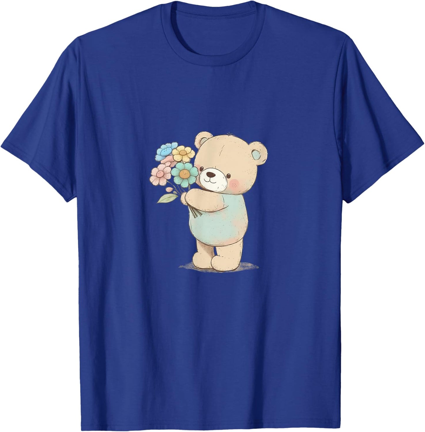 Cartoon Bear with Flowers T-Shirt - T-Shirt | Royal