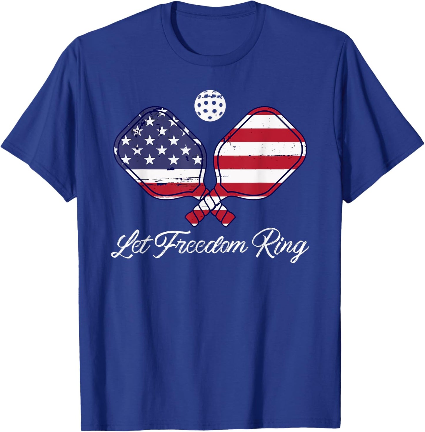 Patriotic Pickleball Let Freedom Ring 4th of July Pickleball Kids Men T-Shirt - T-Shirt | Royal