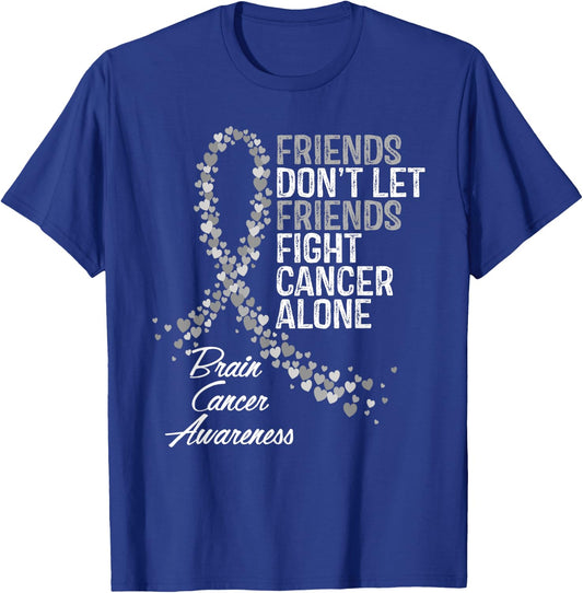Brain Cancer Awareness Friends Fighter Support T-Shirt - T-Shirt | Royal