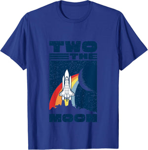 Vintage Retro Two The Moon 2 Year Old 2nd Birthday Party T-Shirt - T-Shirt | Royal