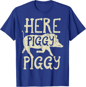 Hog Hunting Here Piggy Funny Boar Wild Hunter Men Women Kids T-Shirt - T-Shirt | Royal