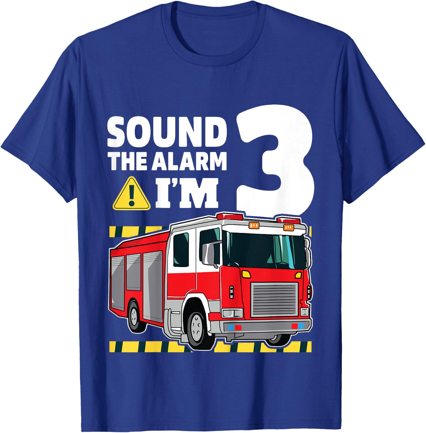 Kids 3rd Birthday Boy Fire Truck 3 Three Year Old Firefighter T-Shirt - T-Shirt | Royal