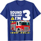 Kids 3rd Birthday Boy Fire Truck 3 Three Year Old Firefighter T-Shirt - T-Shirt | Royal