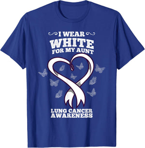 I Wear White For My Aunt Lung Cancer Awareness T-Shirt - T-Shirt | Royal