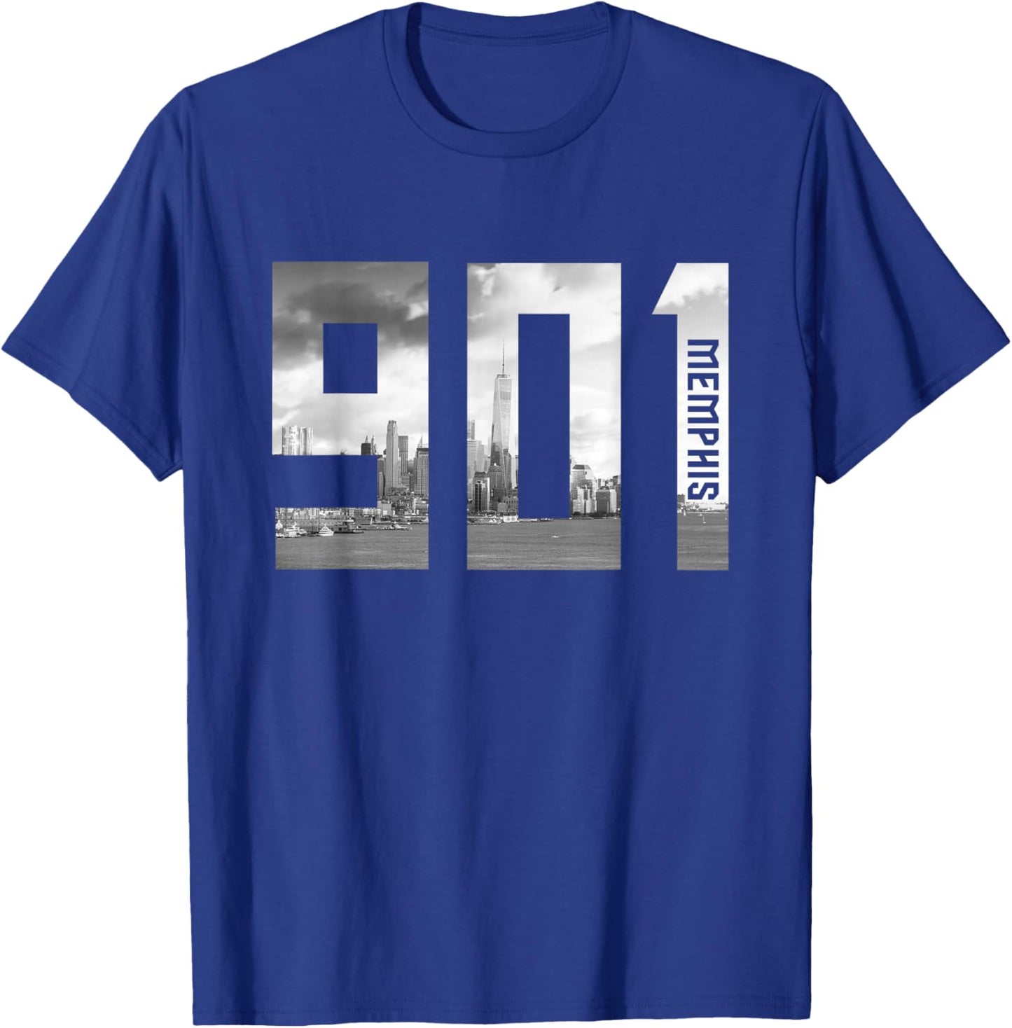 Vintage Memphis Tennessee 901 Area Code Skyline T-Shirt - T-Shirt | Royal