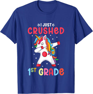 I Just Crushed 1st Grade Girls Graduation Unicorn Girl T-Shirt - T-Shirt | Royal