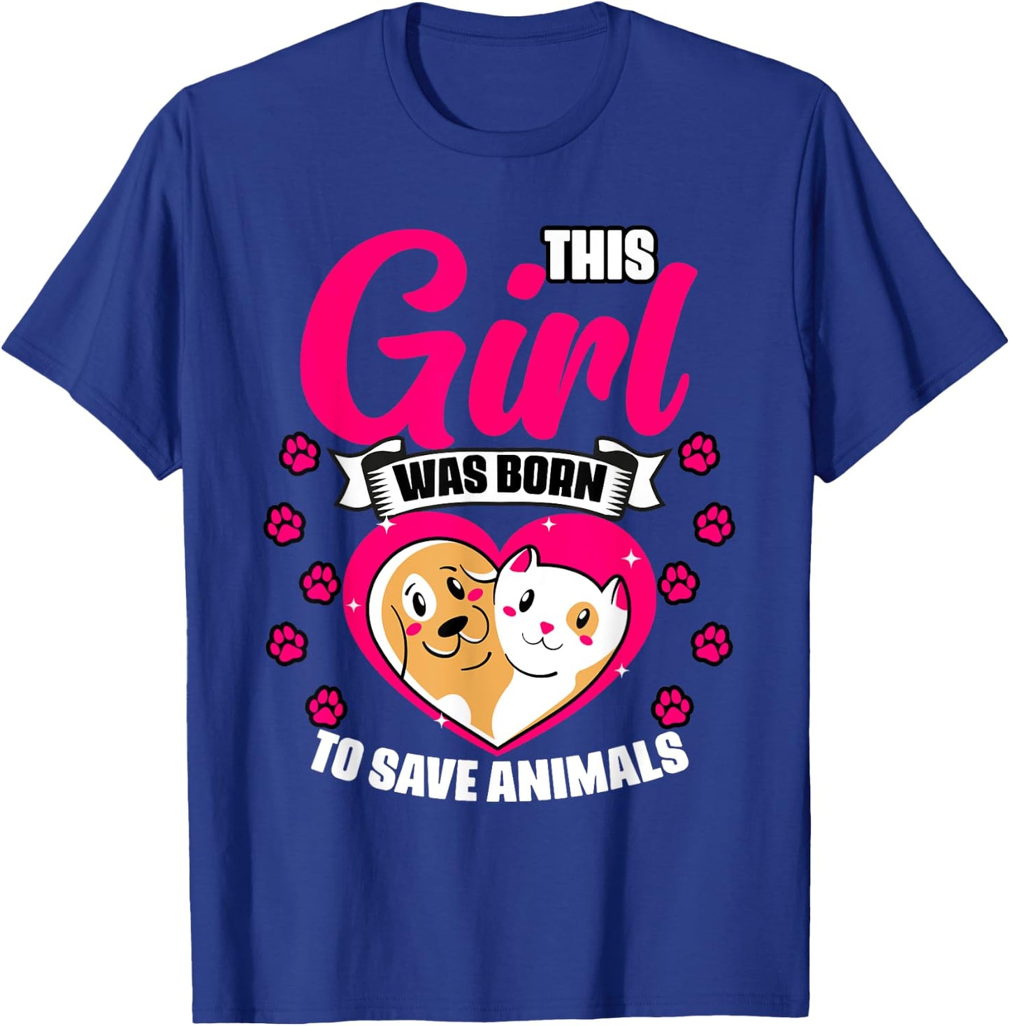 Awesome This Girl Was Born To Save Animals Veterinary Crew T-Shirt - T-Shirt | Royal