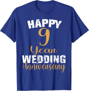 Happy 9 Years of Marriage Wedding Matching 9th Anniversary T-Shirt - T-Shirt | Royal