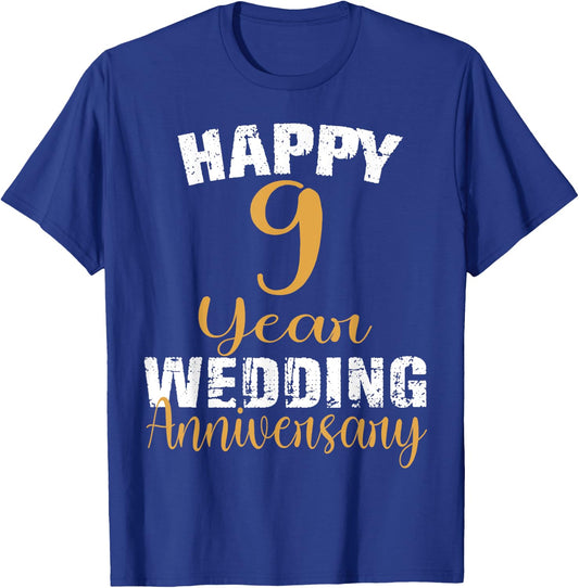 Happy 9 Years of Marriage Wedding Matching 9th Anniversary T-Shirt - T-Shirt | Royal