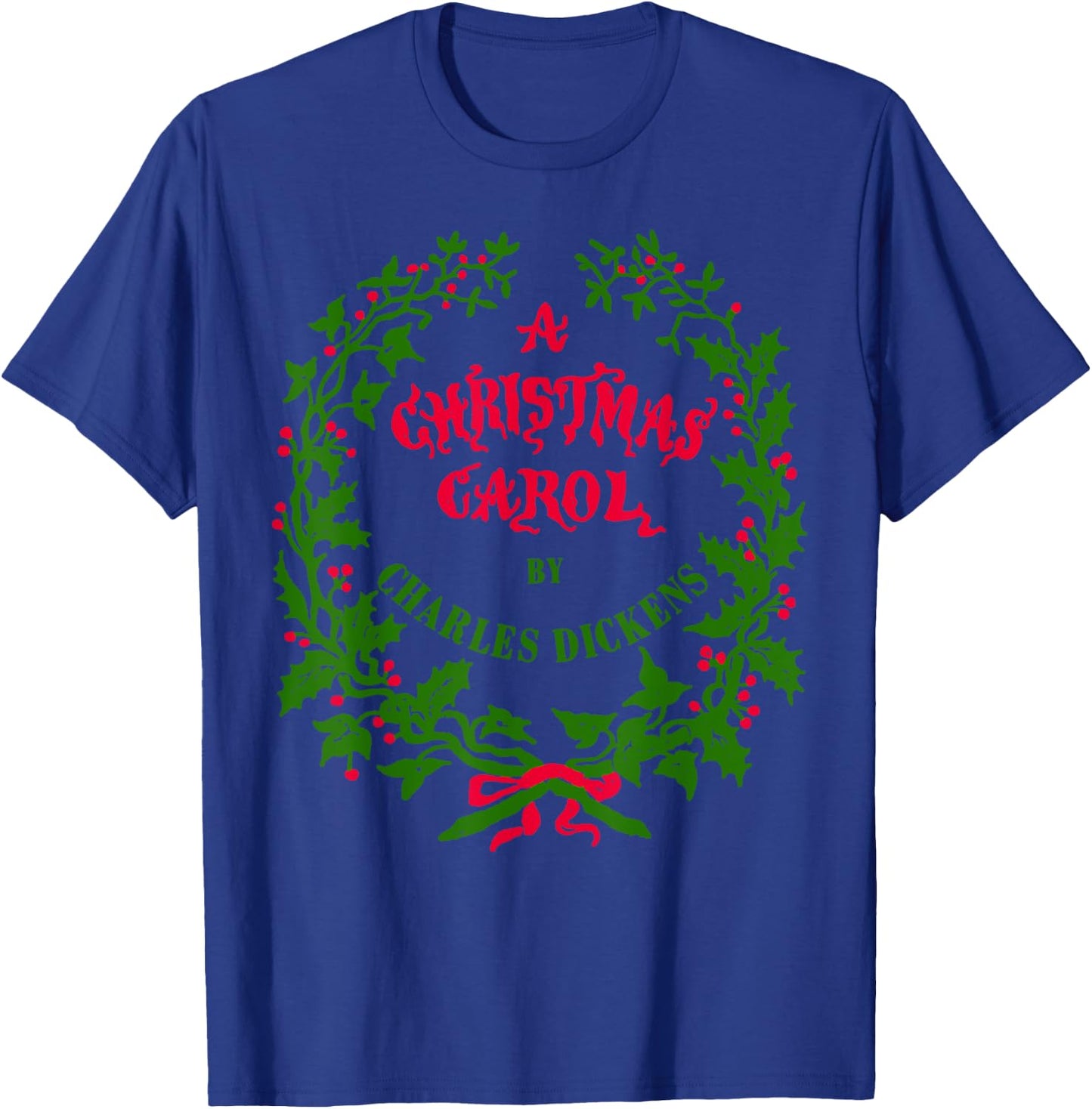 Vintage Mistletoe Wreath A Christmas Carol Art T-Shirt - T-Shirt | Royal