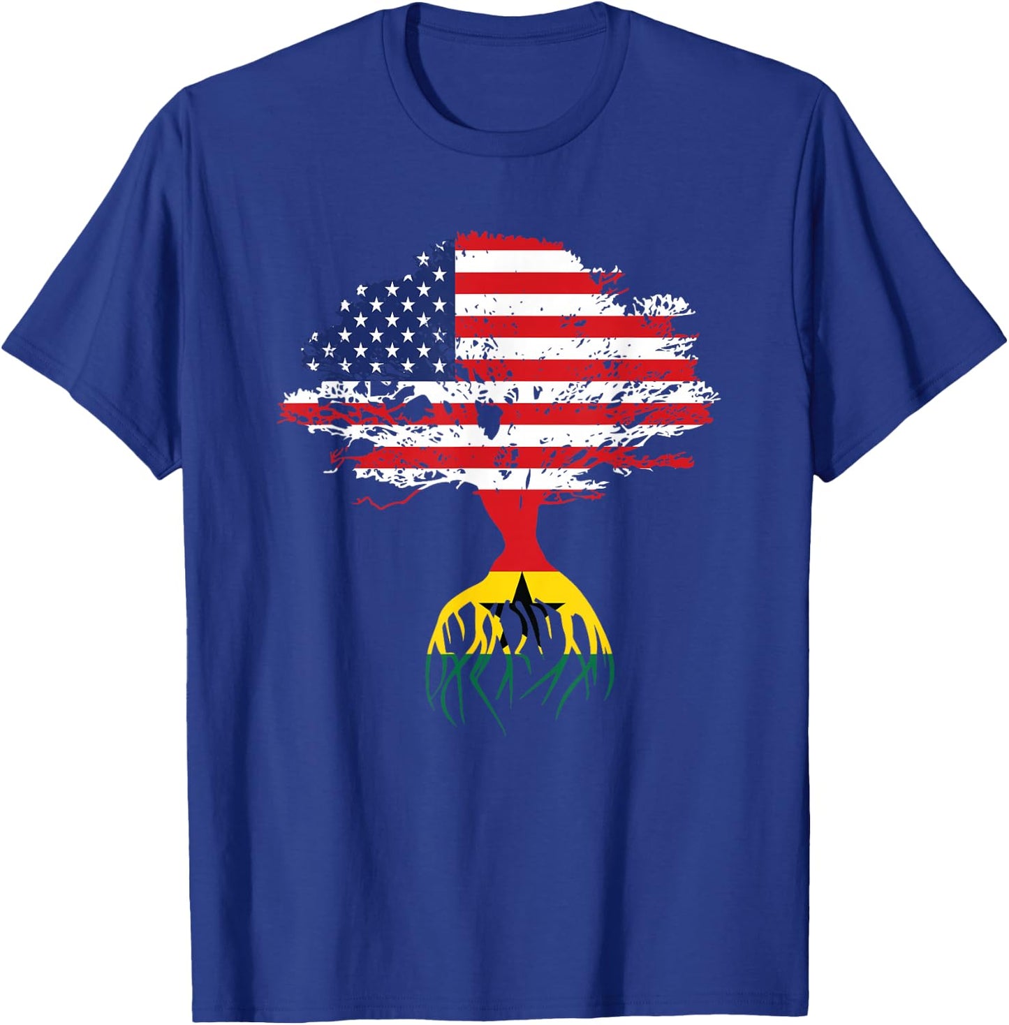 Ghanaian Roots American Flag Ghana Gifts T-Shirt - T-Shirt | Royal