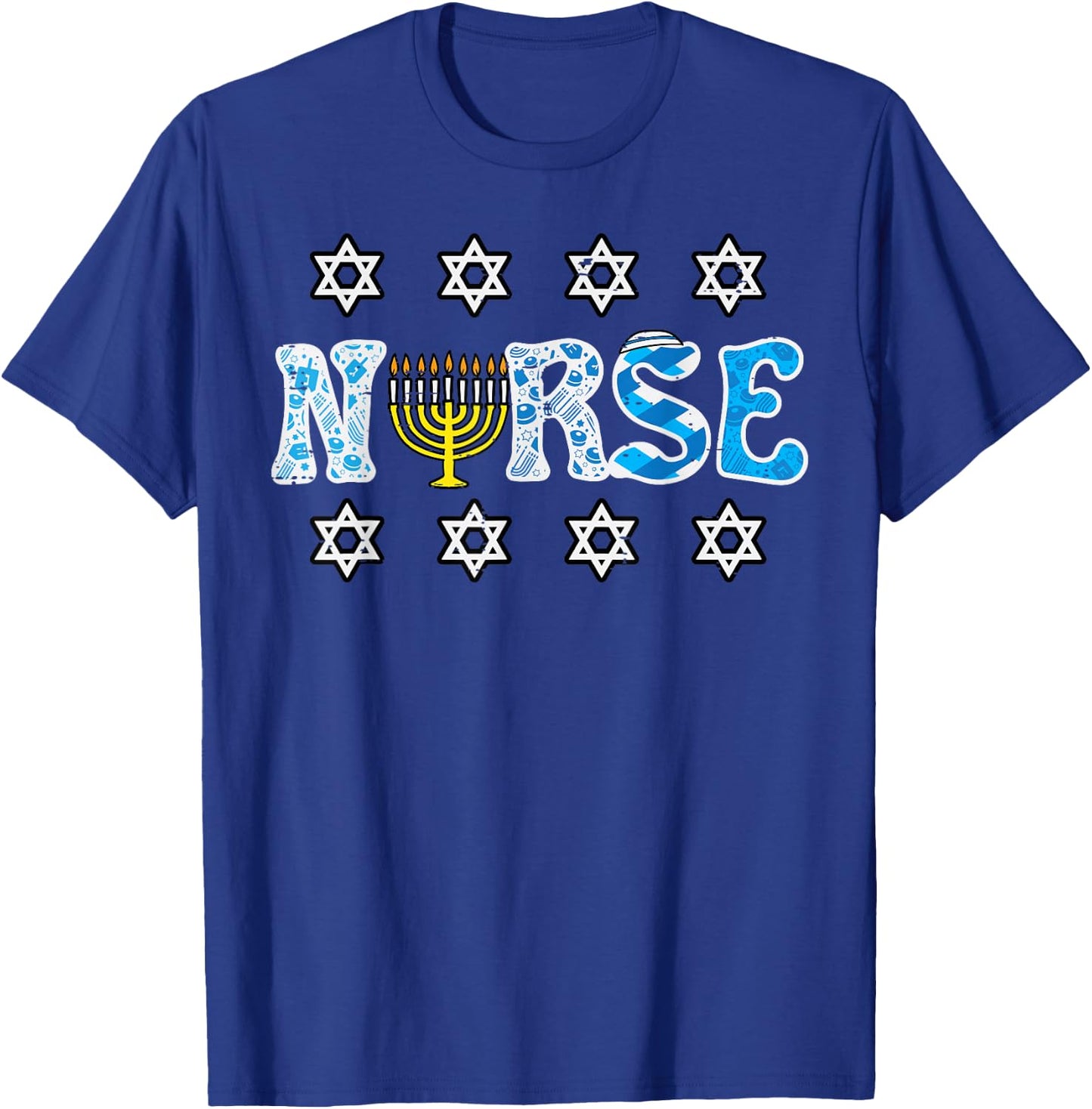 Hanukkah Nurse Chanukah Scrub Top Jewish RN ER ICU Women Men T-Shirt - T-Shirt | Royal