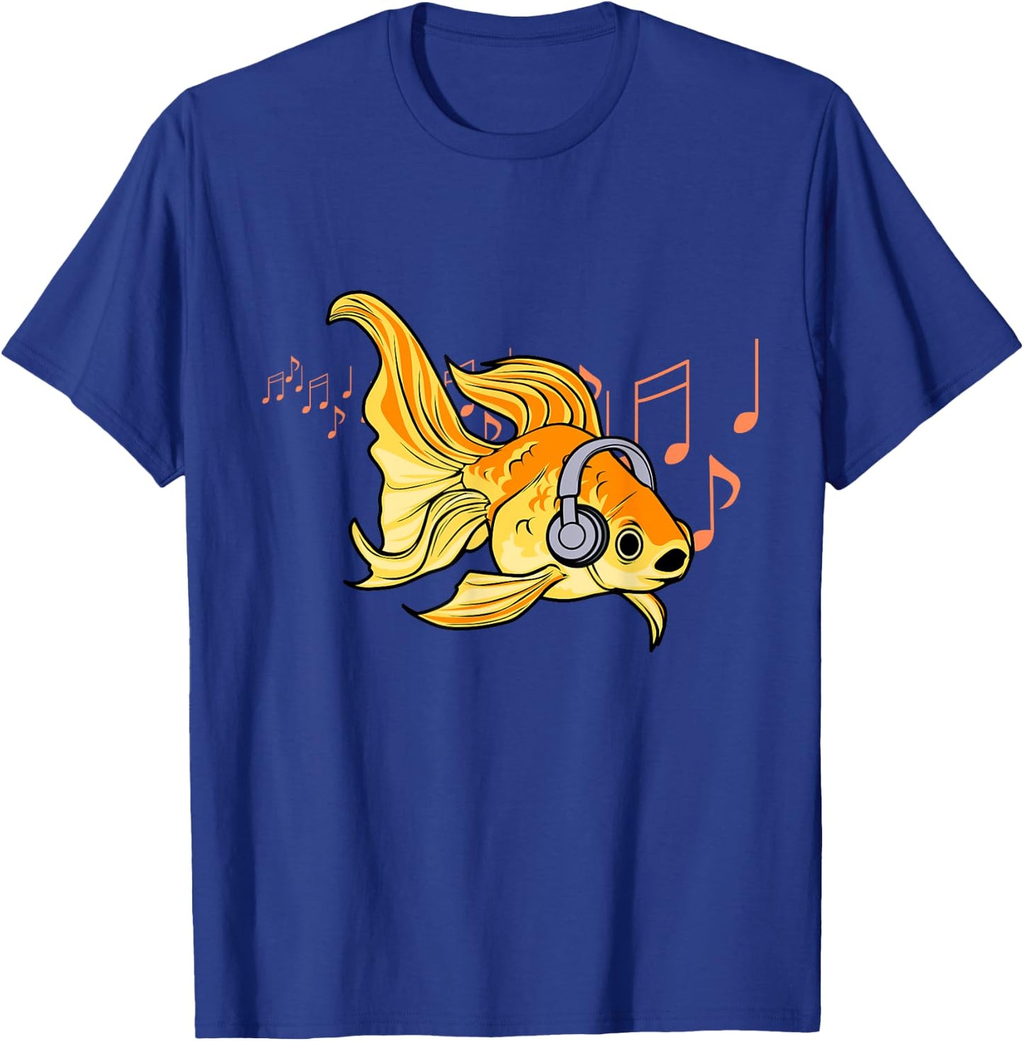 Goldfish Listening Music Headphones Musician T-Shirt - T-Shirt | Royal