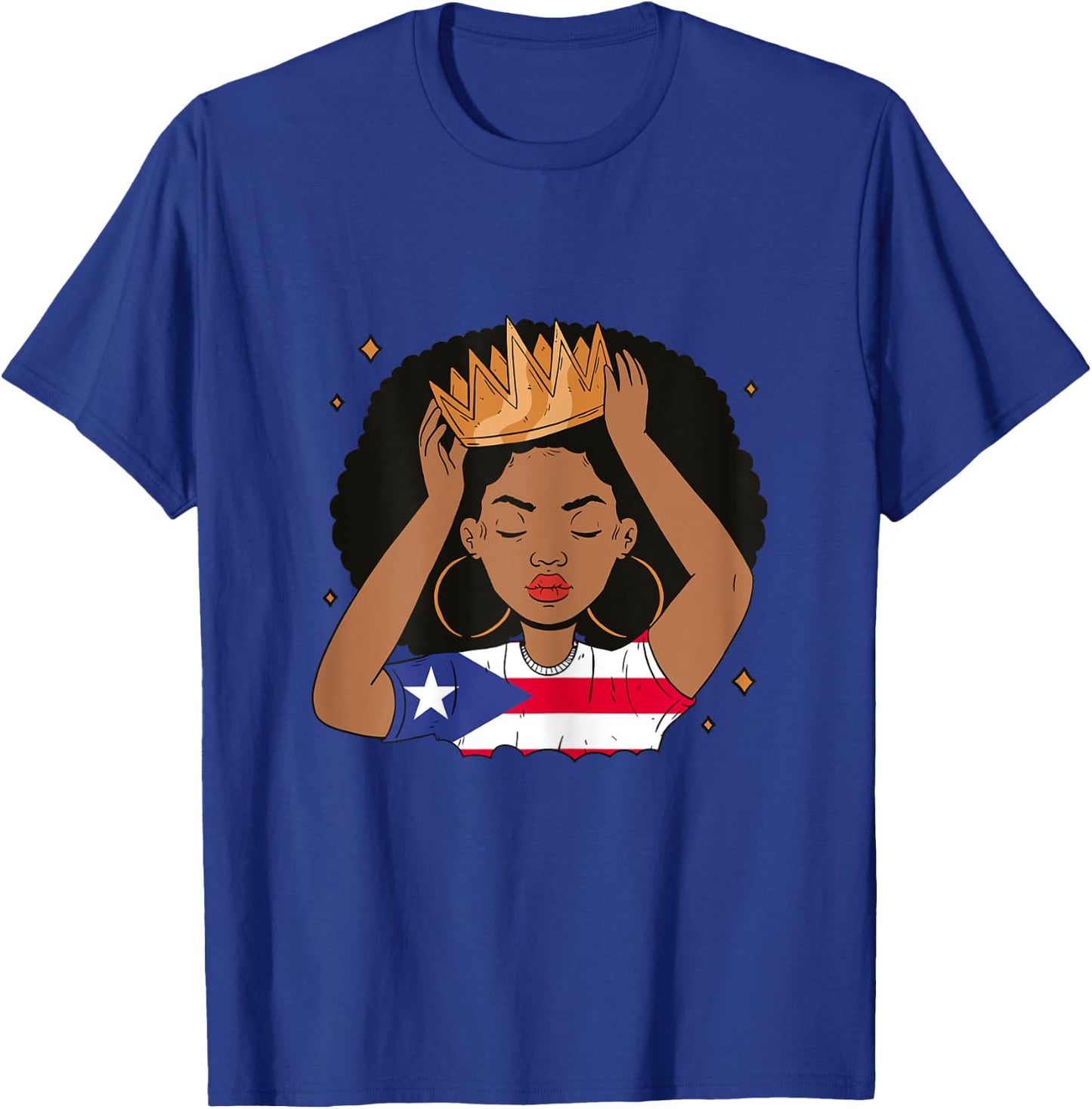 Puerto Rican Afro Hair Girl Latin Melanin Puerto Rico Queen T-Shirt - T-Shirt | Royal