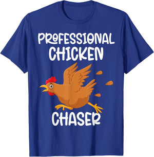Professional Chicken Chaser Funny Farm Farmer Kids Running T-Shirt - T-Shirt | Royal